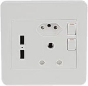 Picture of Pvc Socket White 1x3Pin + 1xEuro + 2xUSB 4x4