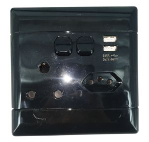 Picture of Socket NEU Single + Euro + 2 x USB 4 x 4 Black