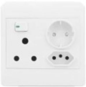 Picture of Pvc Socket Single + Schuko x 2  4 x 4 White
